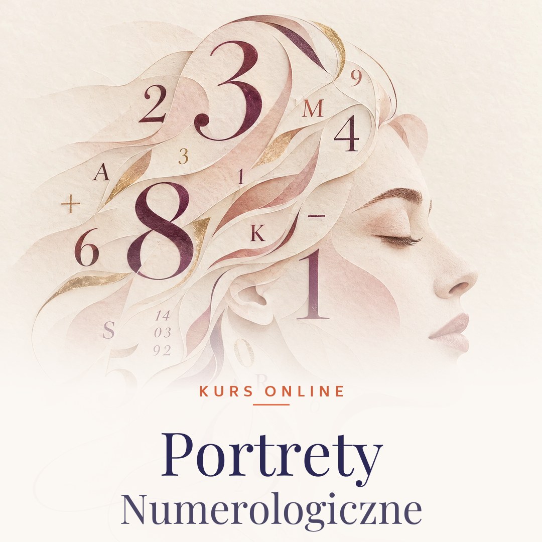 Kurs online Portrety Numerologiczne — profil kobiety z cyframi we włosach